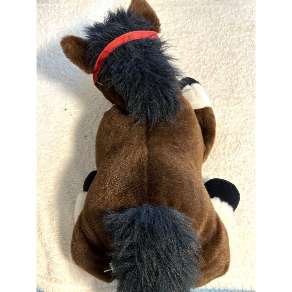 24k Polar Puff Huggapuffs Large 23” Brown Plush Horse Red Bridle Kid BedSitter - Picture 4 of 11